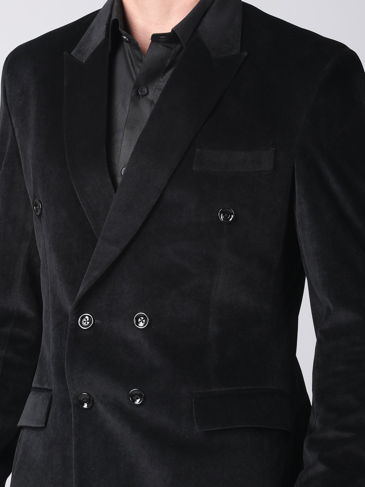 Luxury Black Velvet Double-Breasted Suit for Men | Designer Formal & Party Wear by P&H by Priyanshu