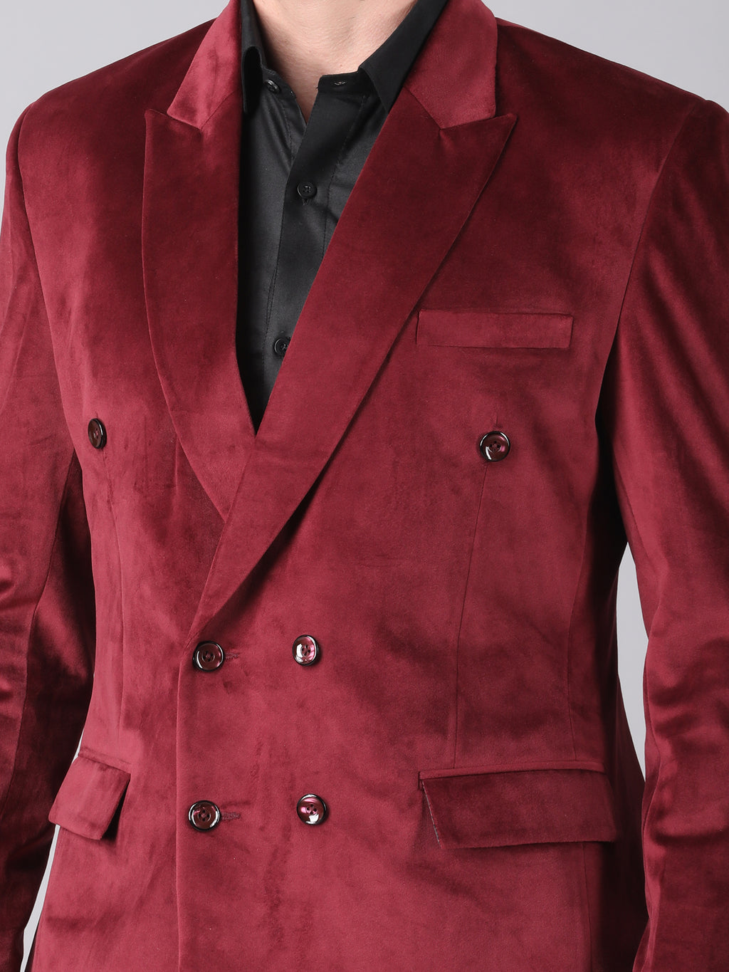 Royal Wine Velvet – Double-Breasted Suit with Black Pant