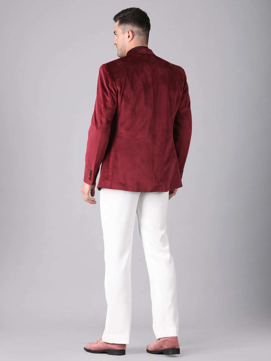 Royal Wine Velvet – Double-Breasted Suit with Black Pant