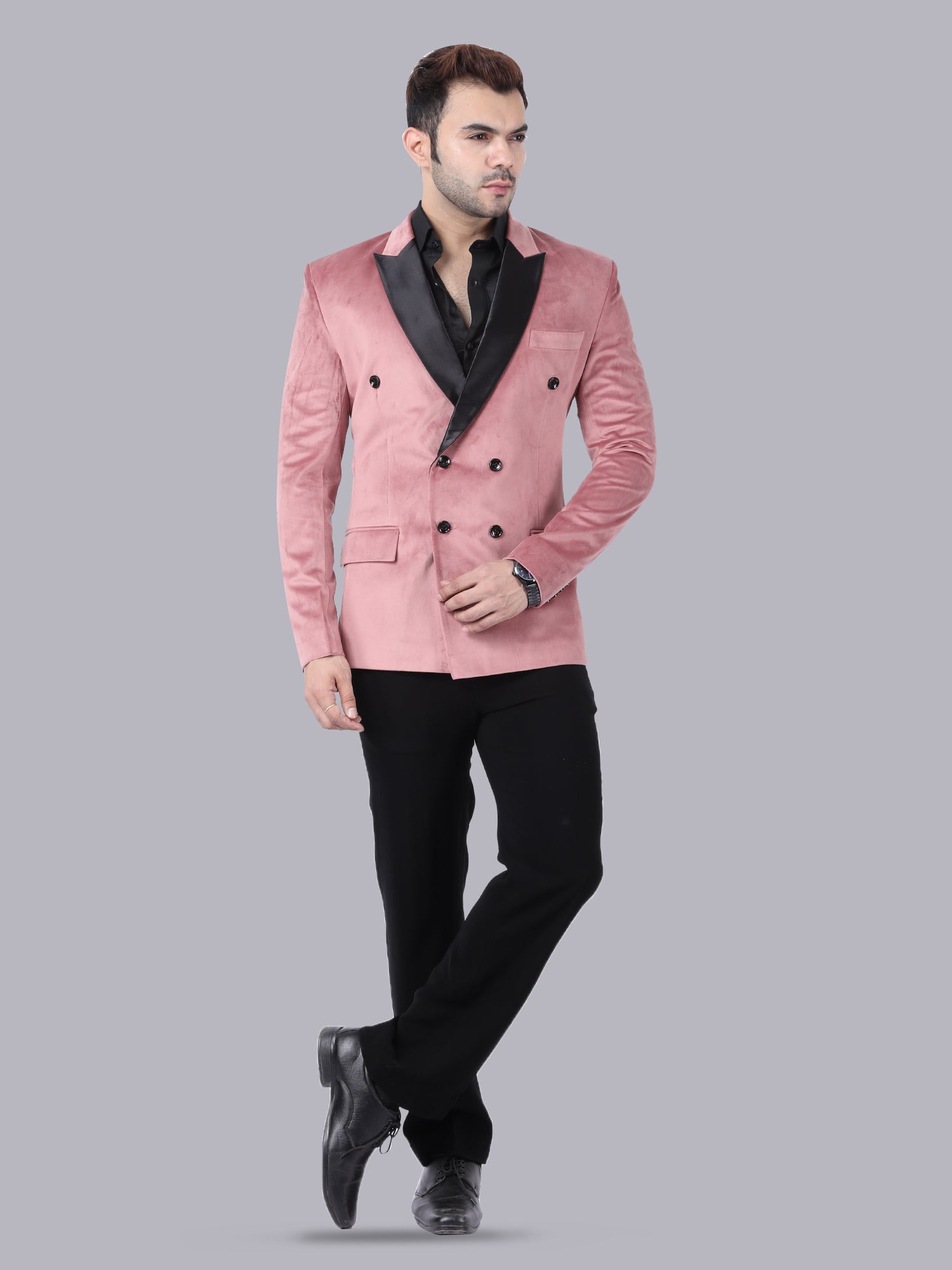 Pink Luxe – Tuxedo with Black Lapel & Pant
