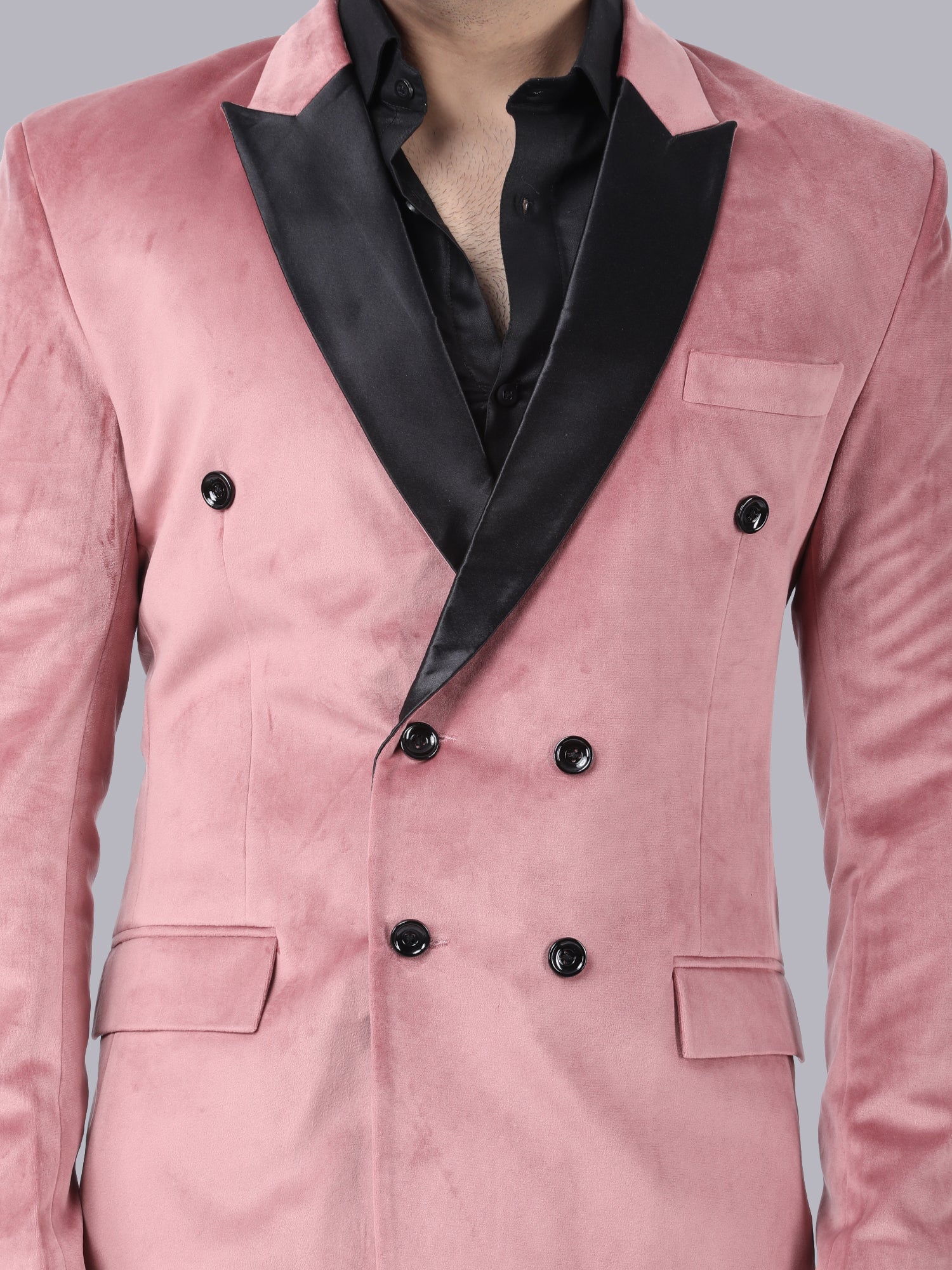 Pink Luxe – Tuxedo with Black Lapel & Pant