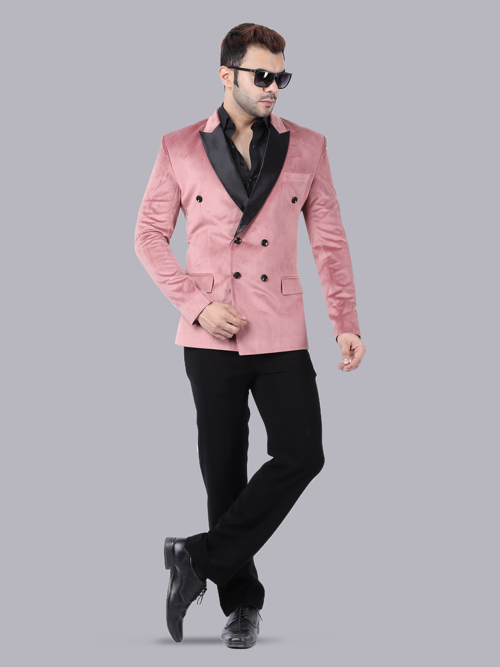 Pink Luxe – Tuxedo with Black Lapel & Pant