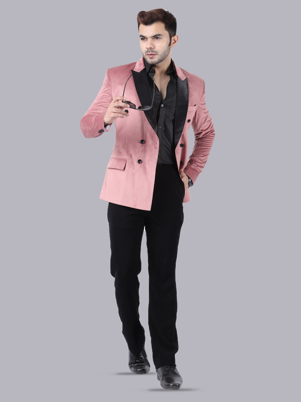 Pink Luxe – Tuxedo with Black Lapel & Pant