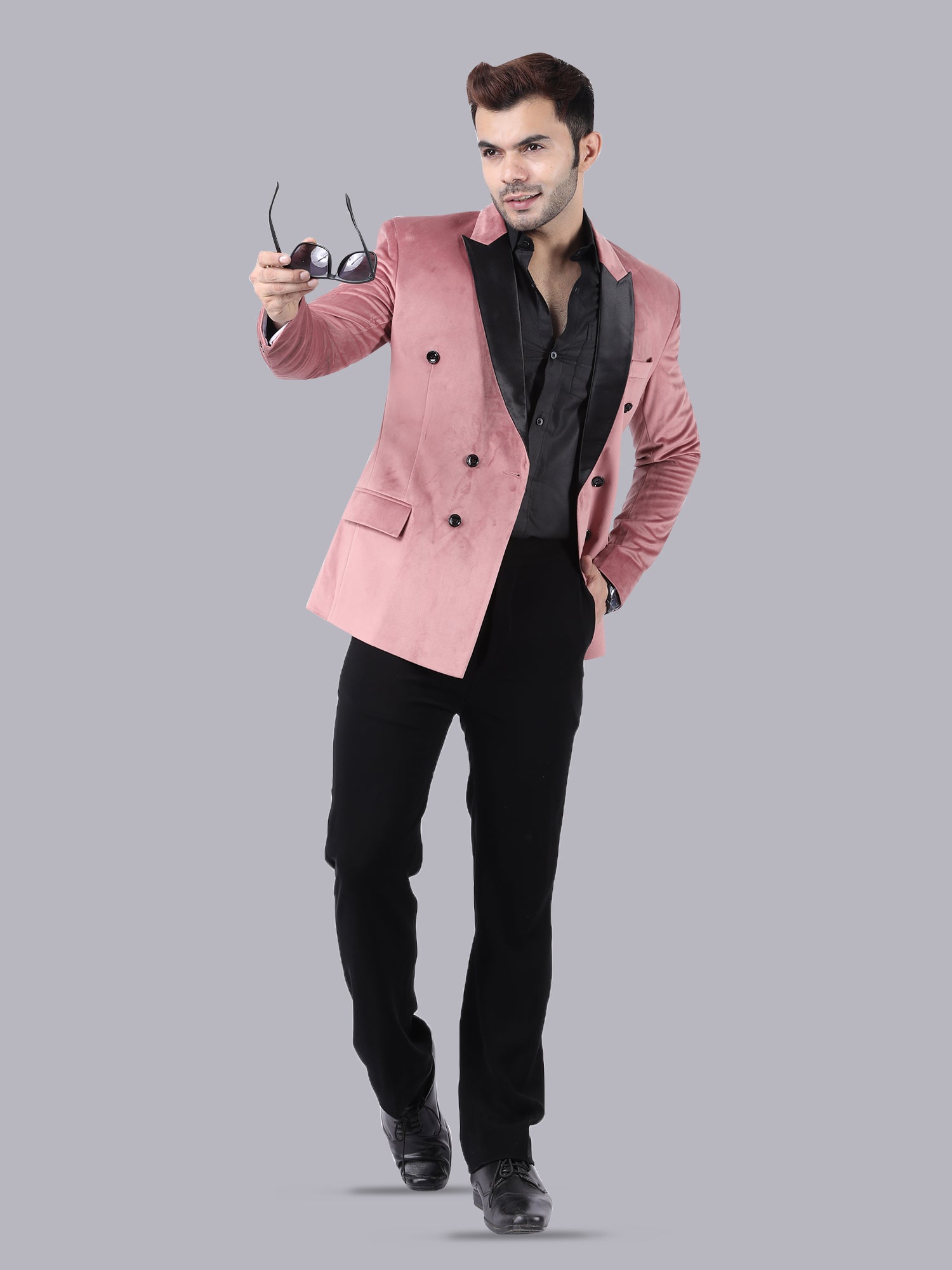 Pink Luxe – Tuxedo with Black Lapel & Pant