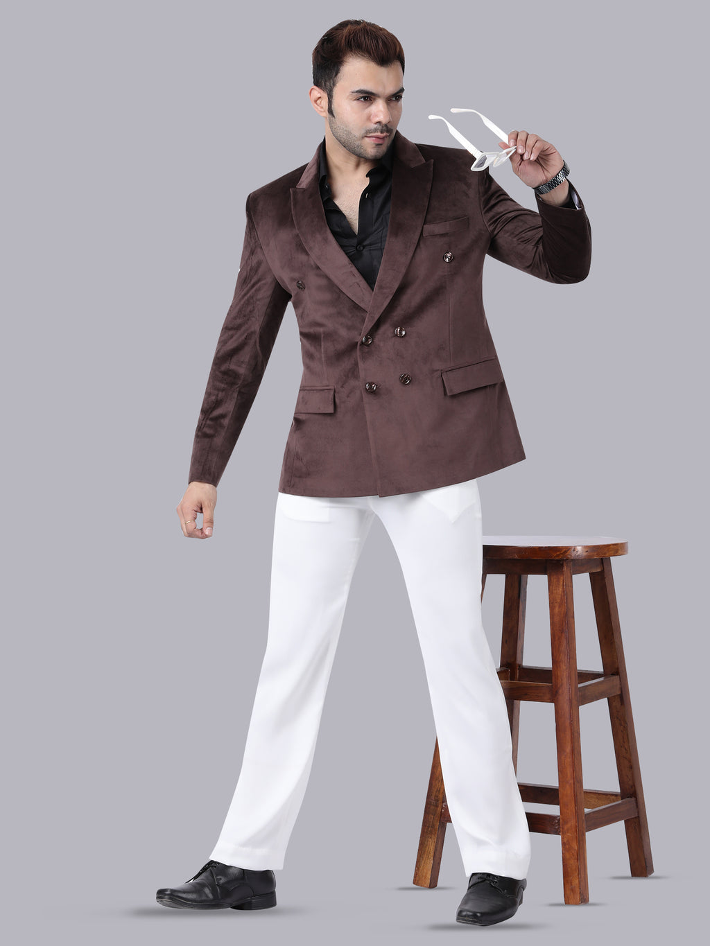 Brown Royale – Double-Breasted Suit with White Pant