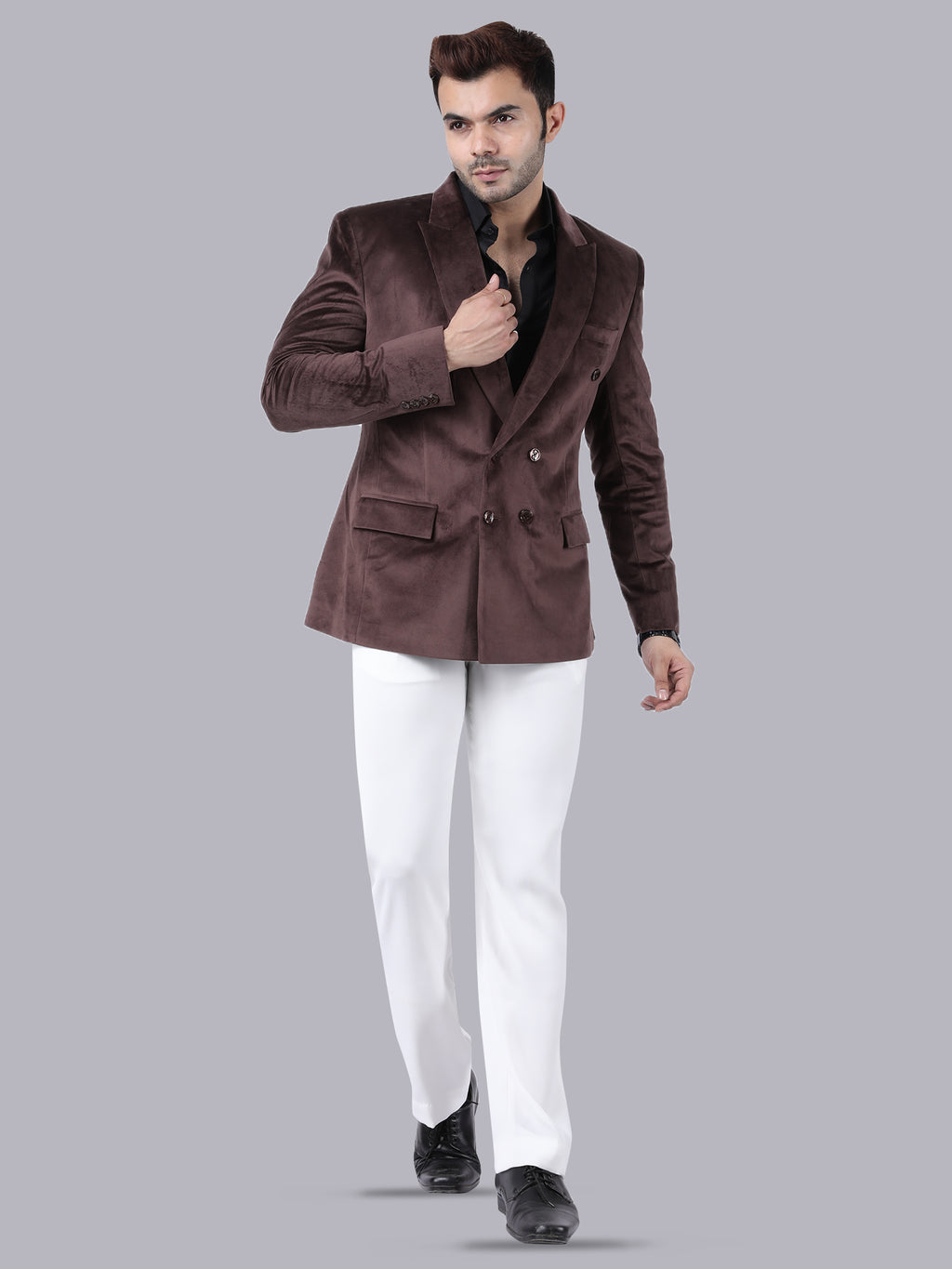 Brown Royale – Double-Breasted Suit with White Pant
