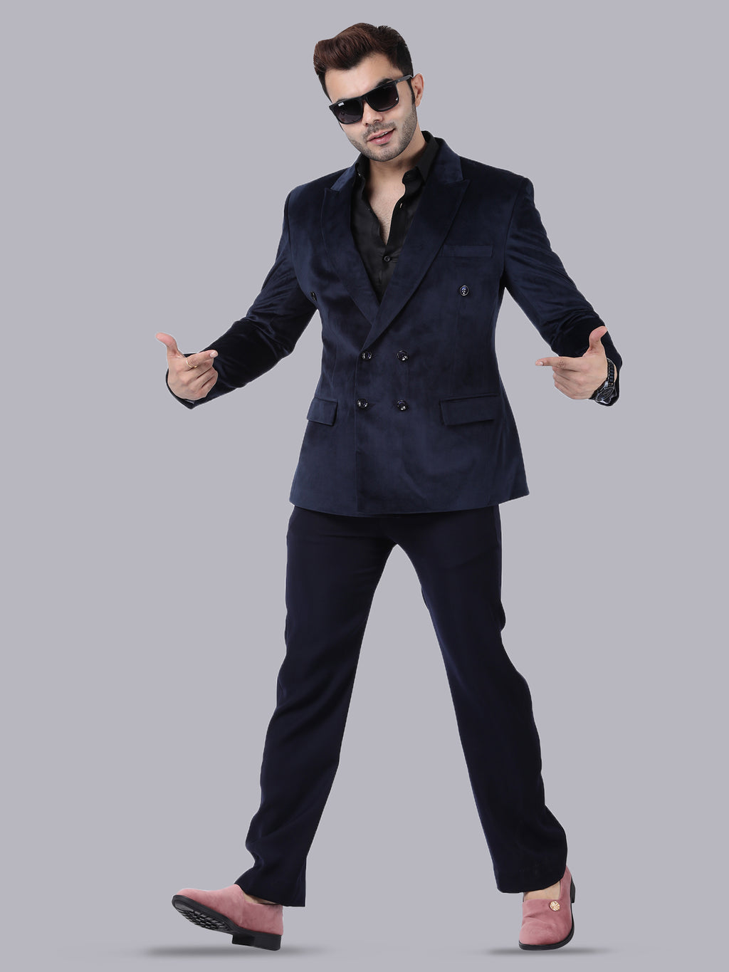 Royal Blue Velvet – Double-Breasted Suit