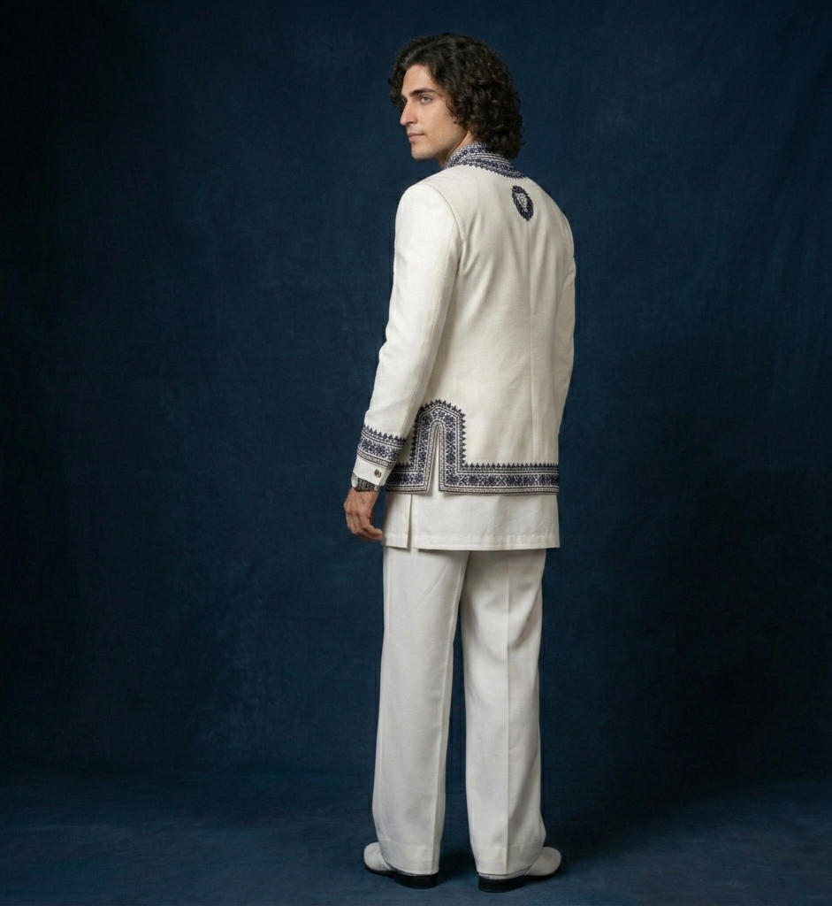 Luxury Ivory Kurta Jacket Set for Men | Lion Crest Embroidered Wedding Outfit | P&H BY PRIYANSHU