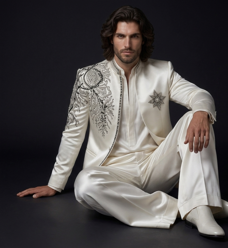 Luxury Ivory Jodhpuri Suit for Men | Hand Embroidered Designer Groom Suit | P&H BY PRIYANSHU