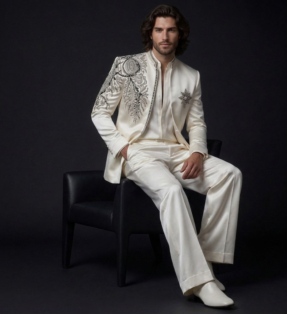 Luxury Ivory Jodhpuri Suit for Men | Hand Embroidered Designer Groom Suit | P&H BY PRIYANSHU