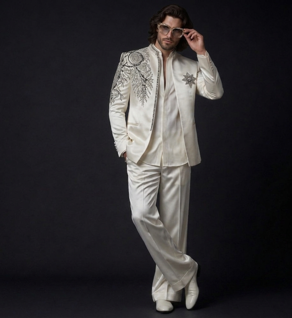 Luxury Ivory Jodhpuri Suit for Men | Hand Embroidered Designer Groom Suit | P&H BY PRIYANSHU