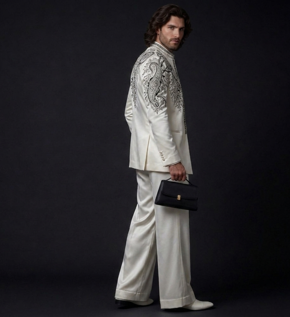 Luxury Ivory Jodhpuri Suit for Men | Hand Embroidered Designer Groom Suit | P&H BY PRIYANSHU