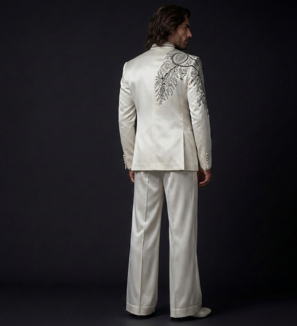 Luxury Ivory Jodhpuri Suit for Men | Hand Embroidered Designer Groom Suit | P&H BY PRIYANSHU