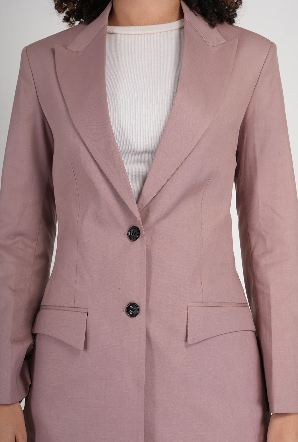 Luxury Pastel Pink Blazer & White Bootcut Pant Set for Women | Designer Office & Formal Wear by P&H by Priyanshu