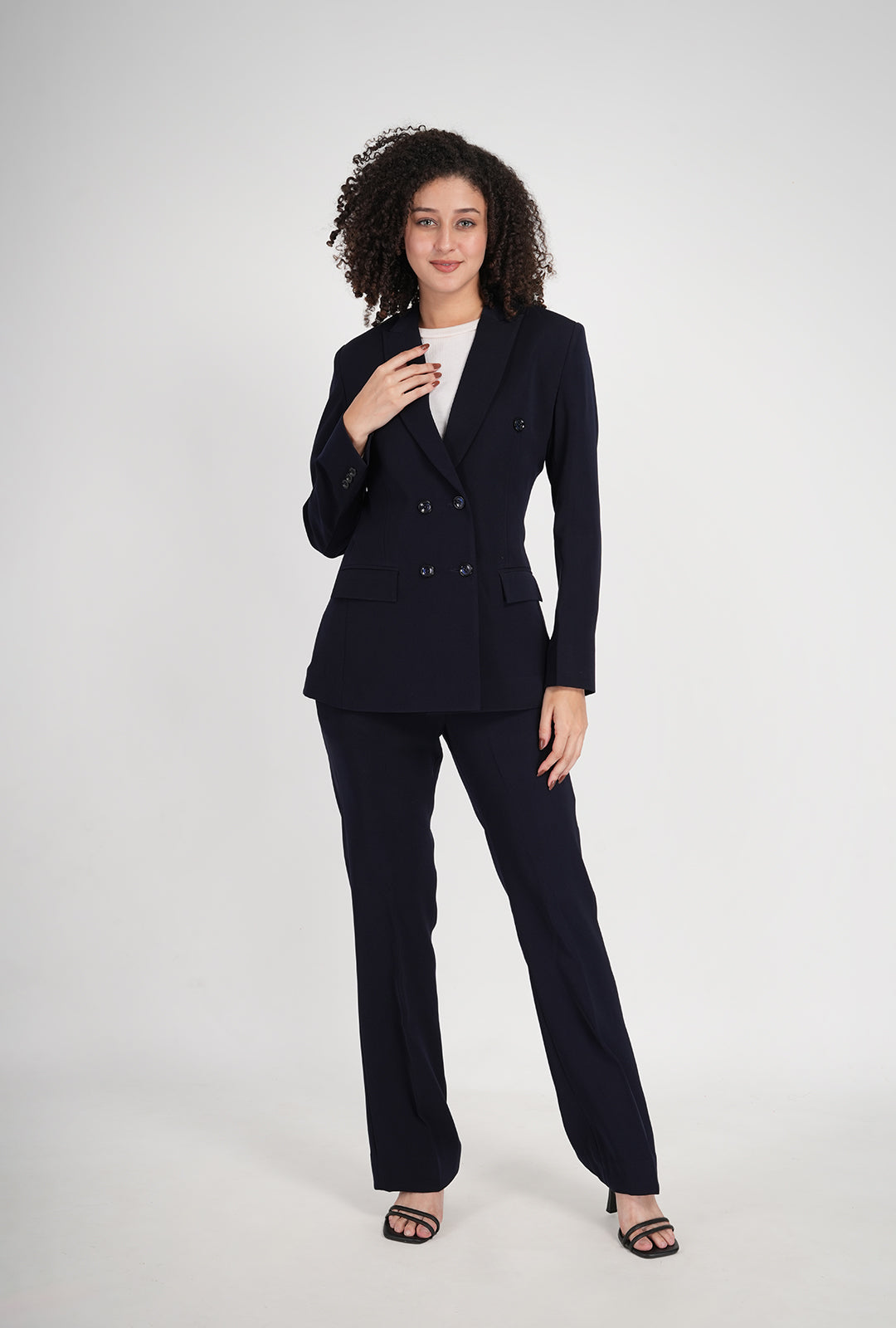 Luxury Dark Navy Double-Breasted Suit for Women | Office & Formal Wear by P&H by Priyanshu