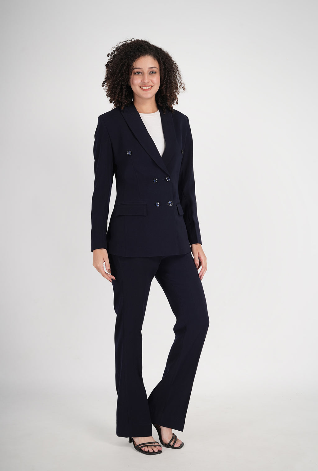 Luxury Dark Navy Double-Breasted Suit for Women | Office & Formal Wear by P&H by Priyanshu