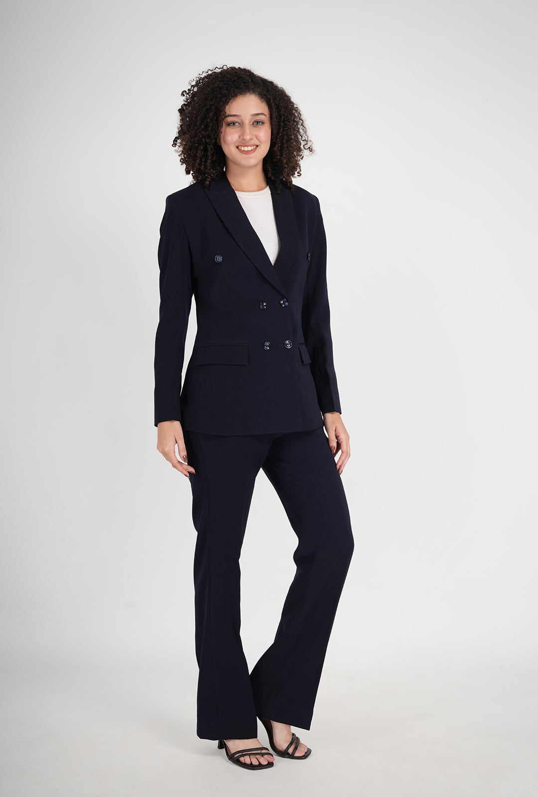 Luxury Dark Navy Double-Breasted Suit for Women | Office & Formal Wear by P&H by Priyanshu