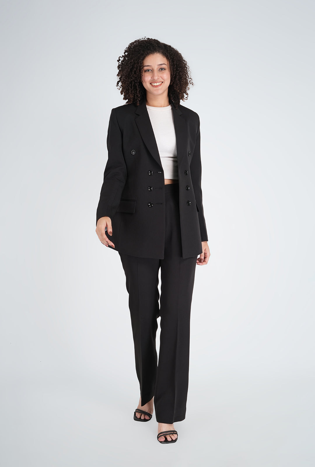 Luxury Black Double-Breasted Suit for Women | Office & Formal Wear by P&H by Priyanshu