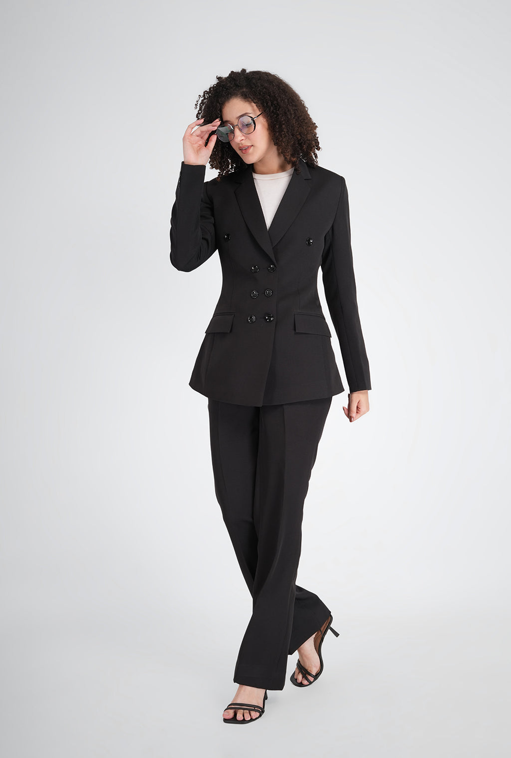 Luxury Black Double-Breasted Suit for Women | Office & Formal Wear by P&H by Priyanshu