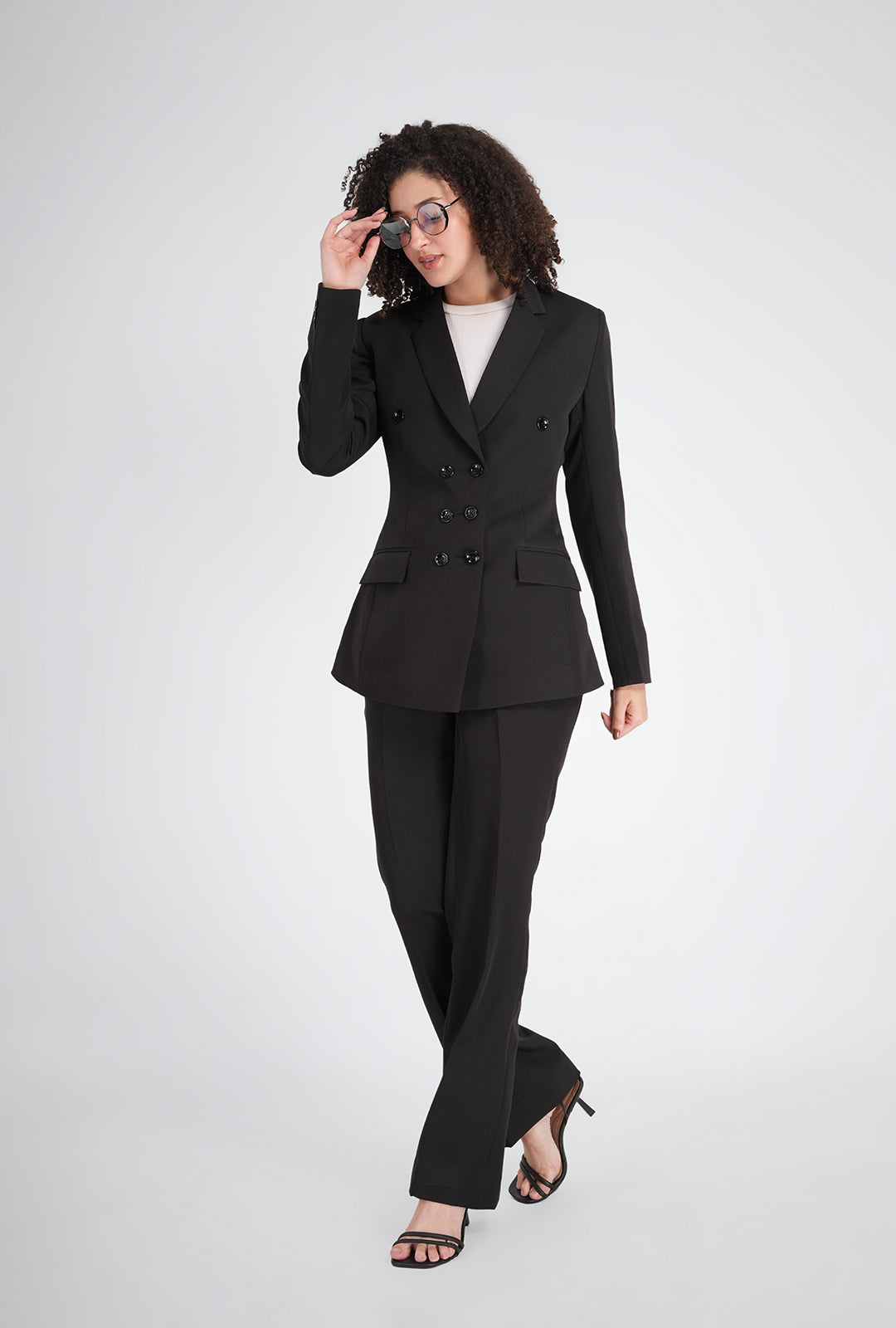 Luxury Black Double-Breasted Suit for Women | Office & Formal Wear by P&H by Priyanshu