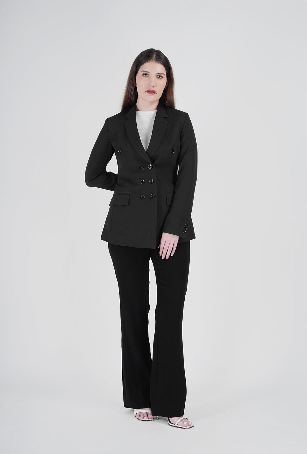 Luxury Black Double-Breasted Suit for Women | Designer Office & Formal Wear by P&H by Priyanshu