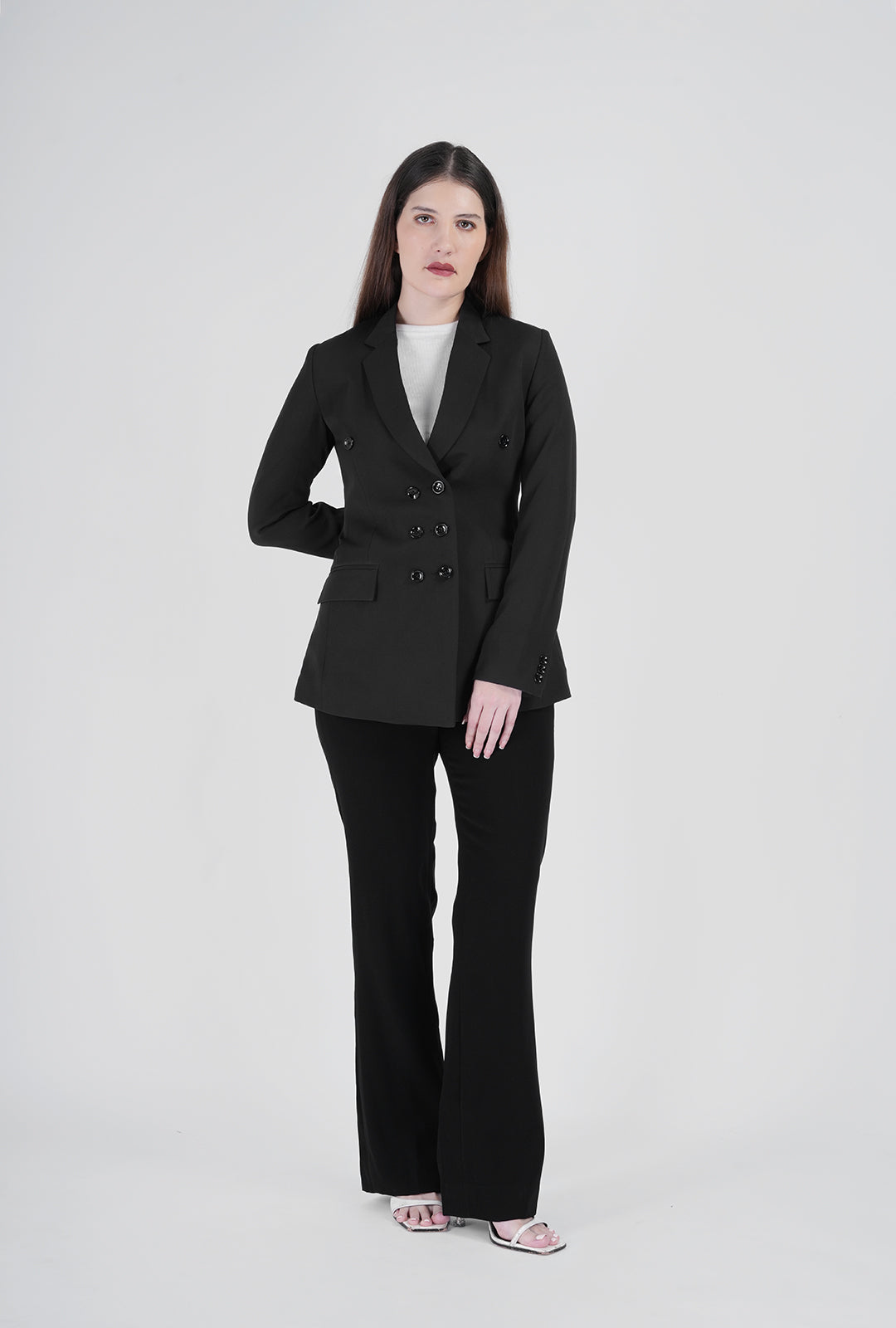 Luxury Black Double-Breasted Suit for Women | Designer Office & Formal Wear by P&H by Priyanshu