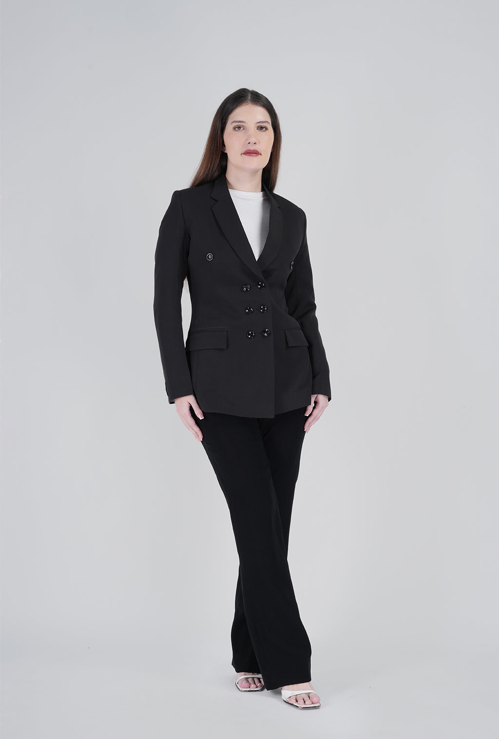 Luxury Black Double-Breasted Suit for Women | Designer Office & Formal Wear by P&H by Priyanshu