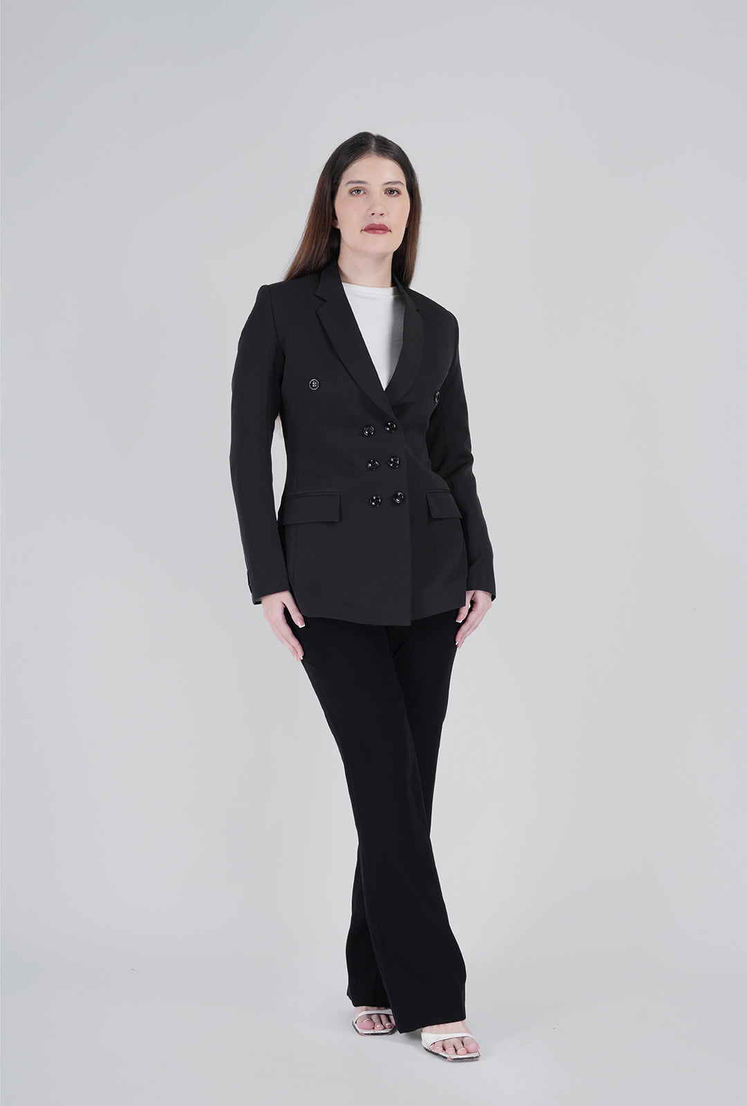 Luxury Black Double-Breasted Suit for Women | Designer Office & Formal Wear by P&H by Priyanshu