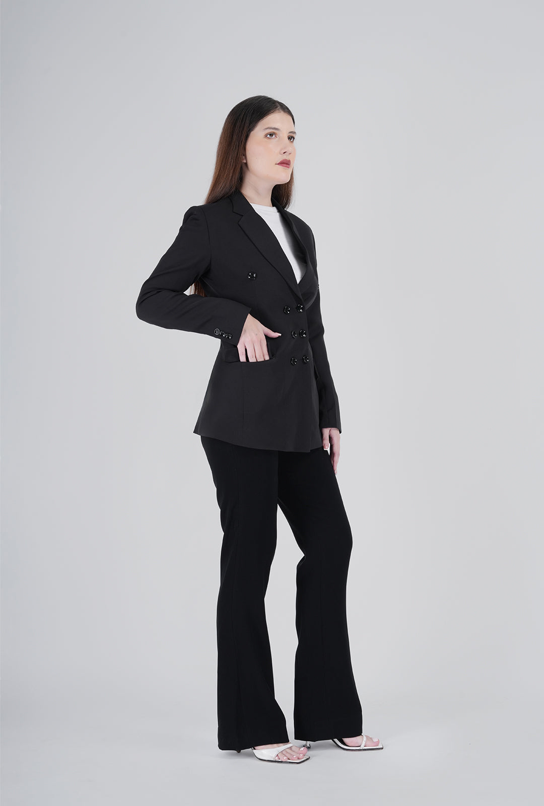 Luxury Black Double-Breasted Suit for Women | Designer Office & Formal Wear by P&H by Priyanshu