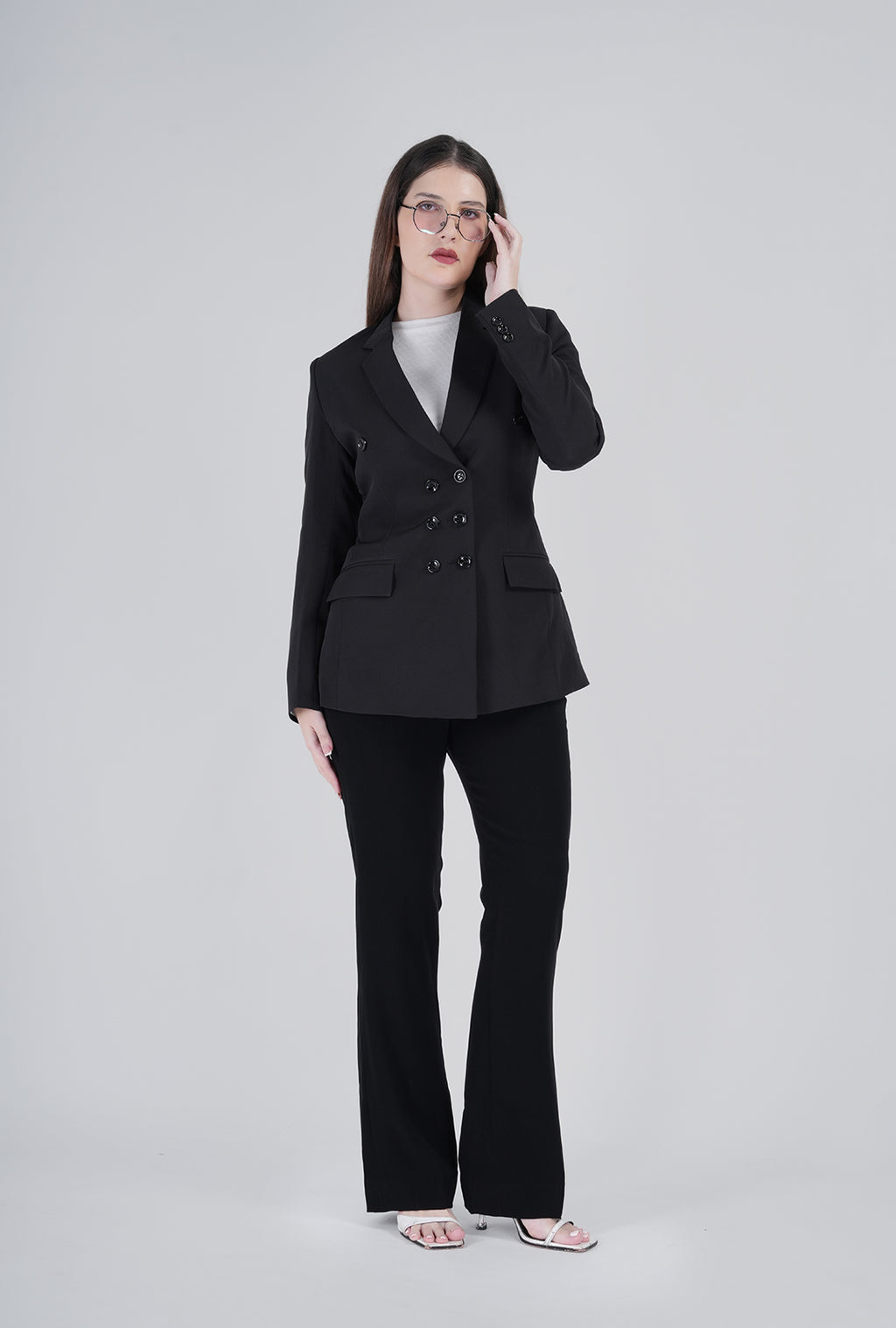 Luxury Black Double-Breasted Suit for Women | Designer Office & Formal Wear by P&H by Priyanshu