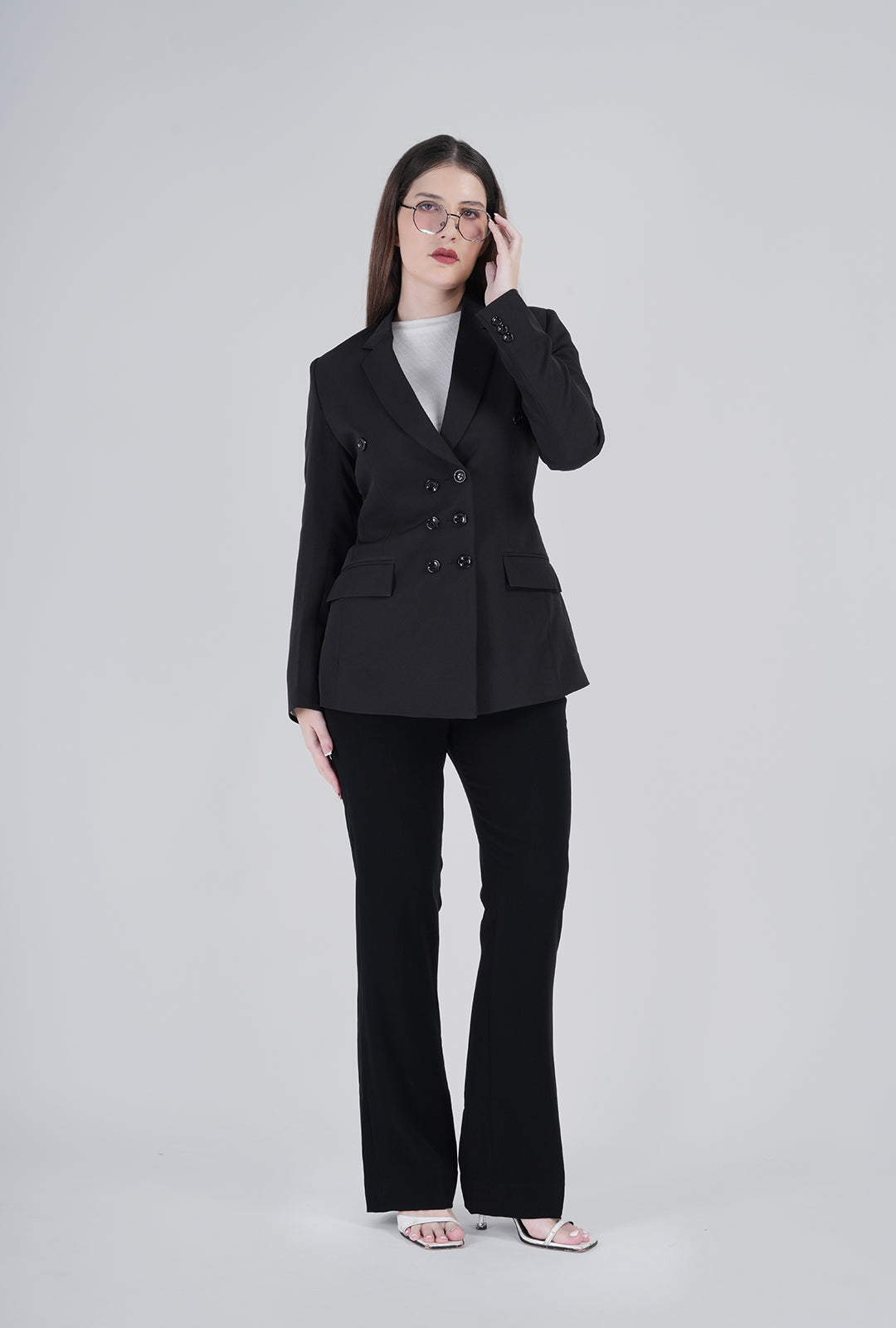 Luxury Black Double-Breasted Suit for Women | Designer Office & Formal Wear by P&H by Priyanshu