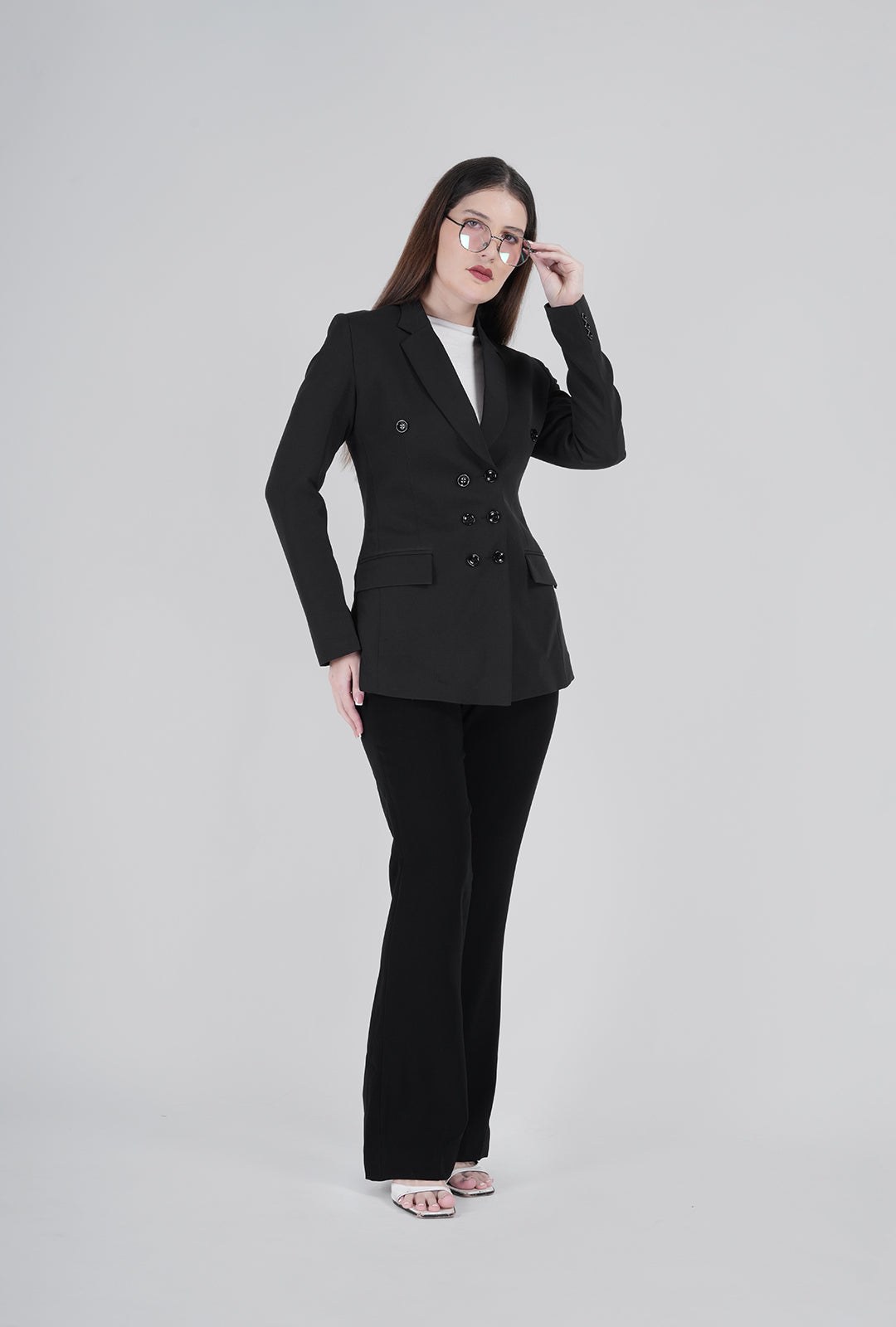 Luxury Black Double-Breasted Suit for Women | Designer Office & Formal Wear by P&H by Priyanshu