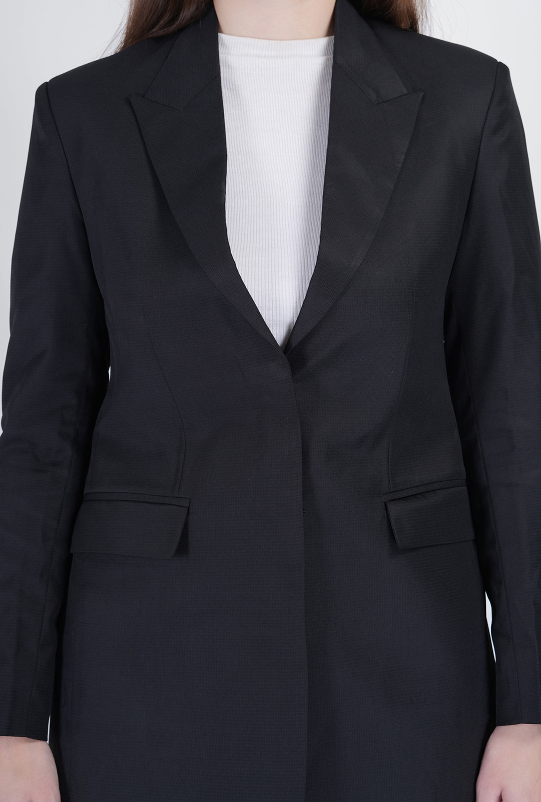 Olive Hand-Embroidered Long Coat with Black Bootcut Pant | Luxury Corporate Wear for Women by P&H by Priyanshu