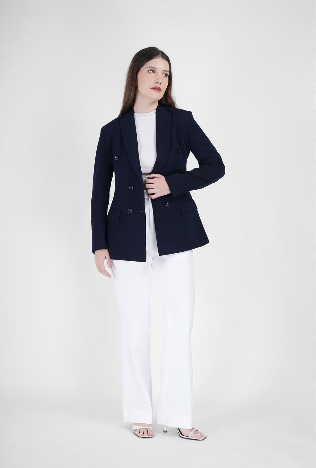 Navy Luxe – Double-Breasted Blazer Set