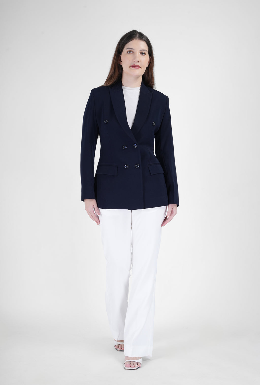 Navy Luxe – Double-Breasted Blazer Set
