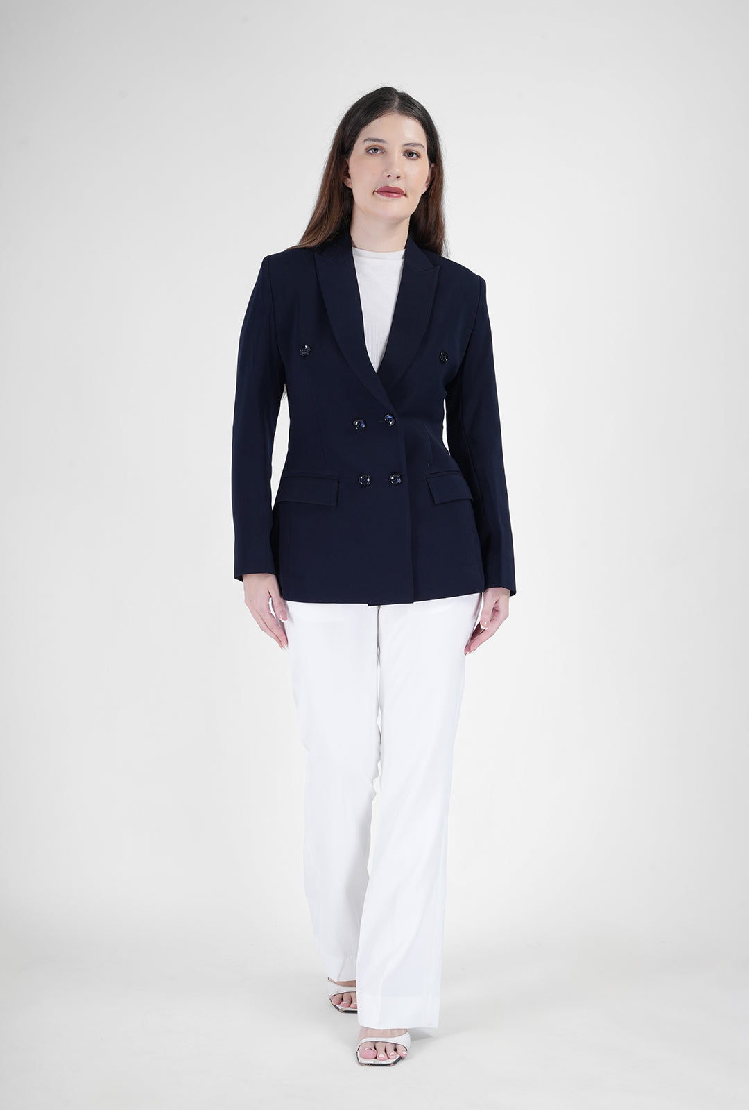 Navy Luxe – Double-Breasted Blazer Set