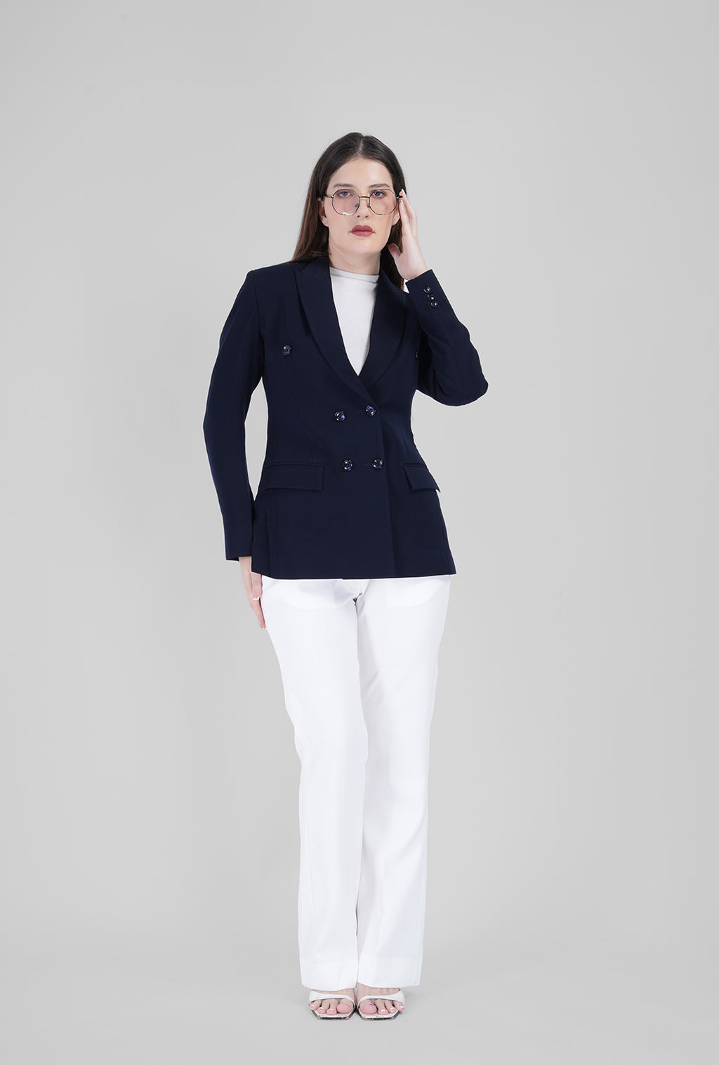 Navy Luxe – Double-Breasted Blazer Set
