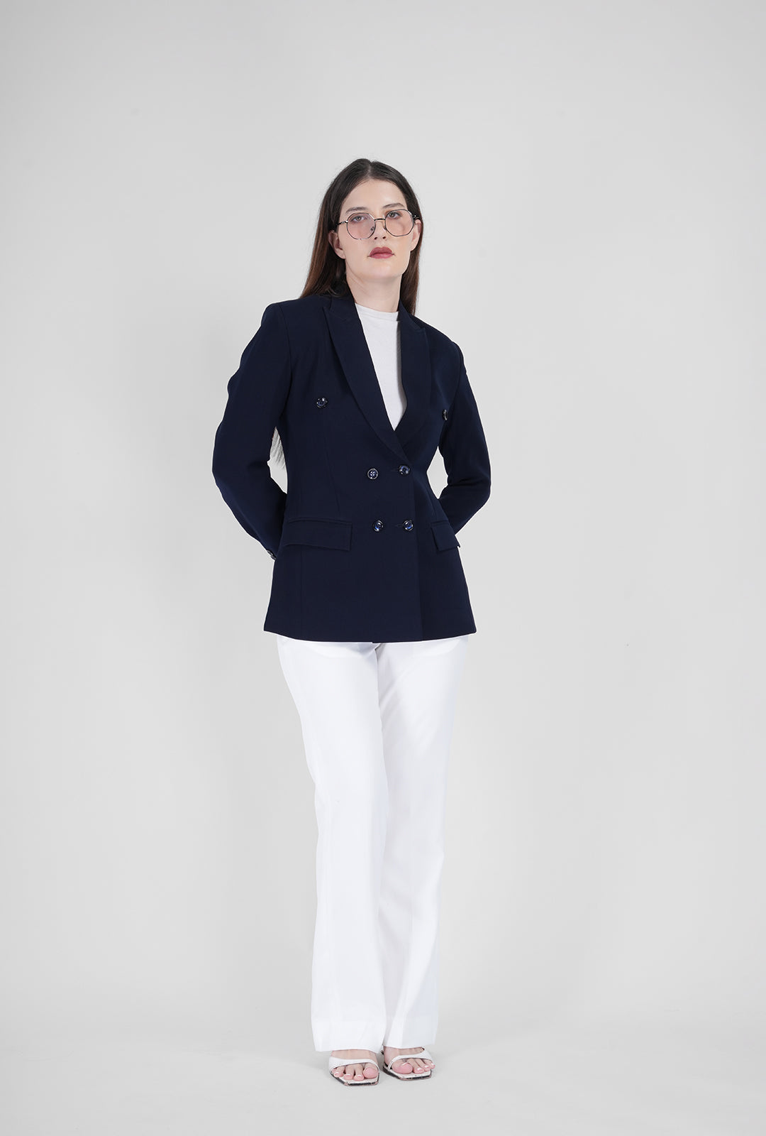 Navy Luxe – Double-Breasted Blazer Set
