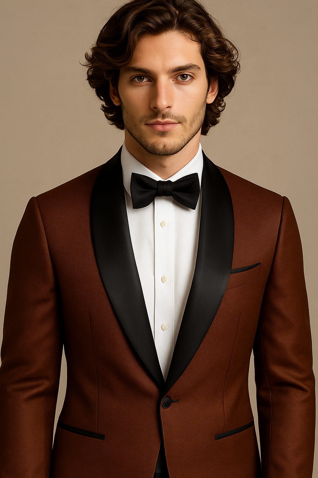 Brown Tuxedo with Black Lapels and Black Pants | P&H BY PRIYANSHU