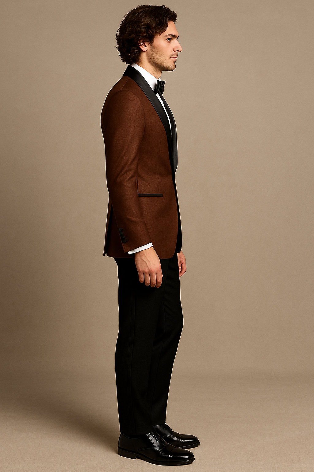 Brown Tuxedo with Black Lapels and Black Pants | P&H BY PRIYANSHU