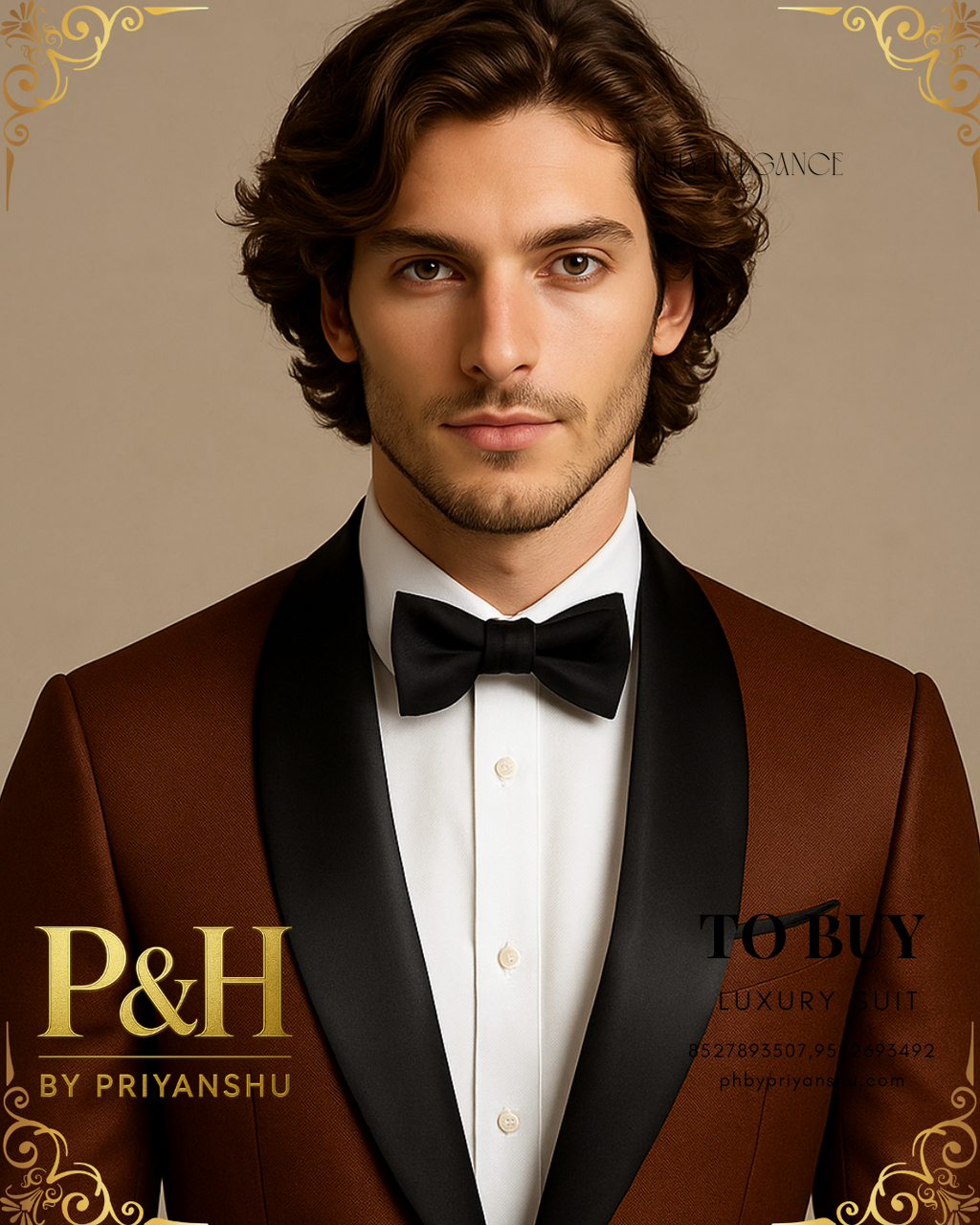 Brown Tuxedo with Black Lapels and Black Pants | P&H BY PRIYANSHU
