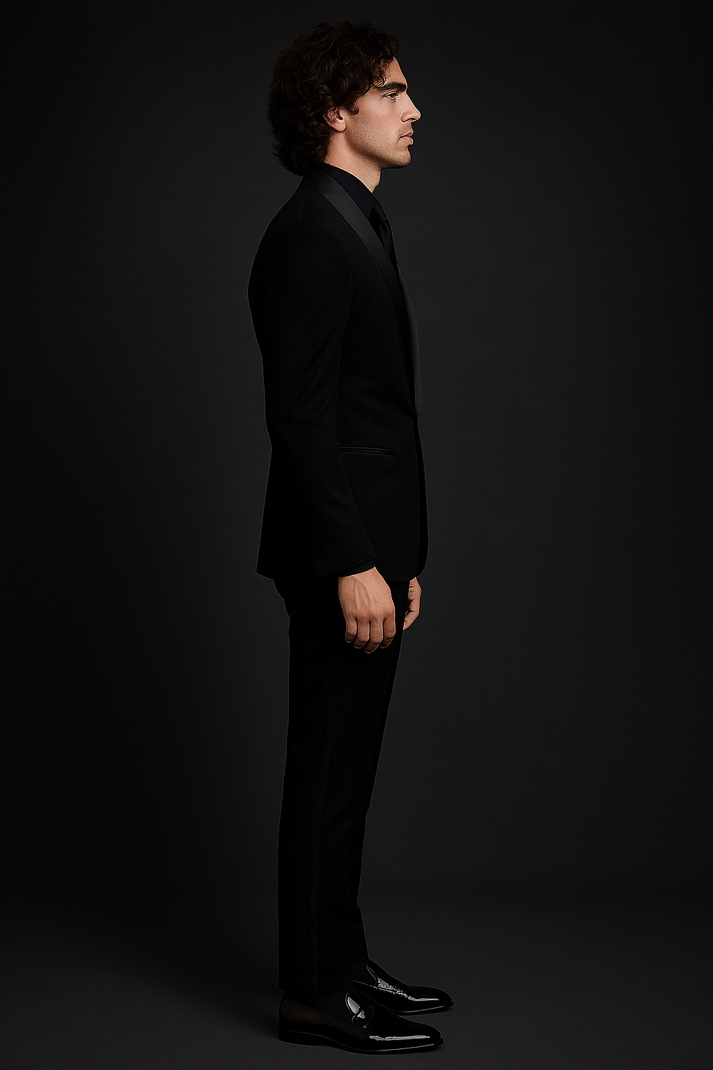 Black 3-Piece Tuxedo Suit with Shiny Lapel | P&H BY PRIYANSHU