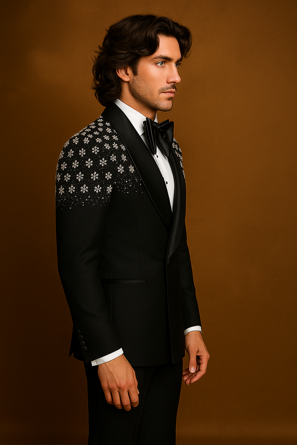 Black Jodhpuri Bandhgala Suit with Black Hand Embroidery | P&H BY PRIYANSHU