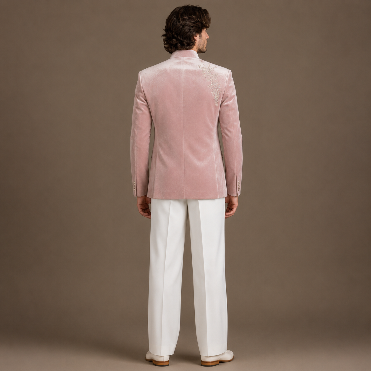 Luxury Blush Pink Velvet Jodhpuri Suit for Men | Hand Embroidered Wedding & Groom Wear