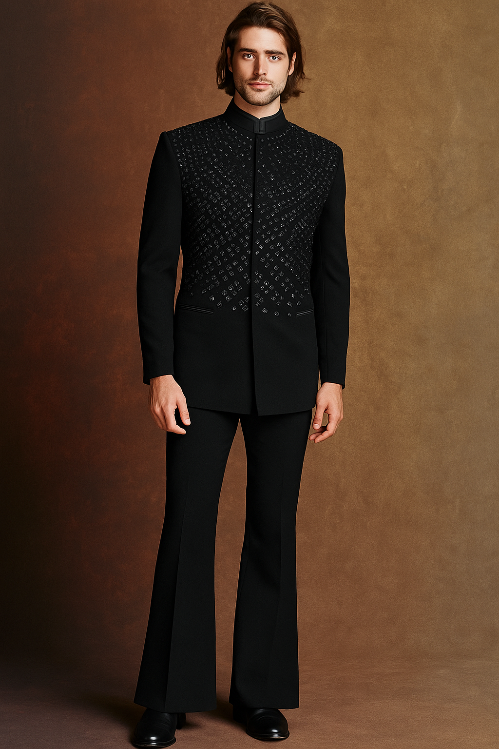 Black Jodhpuri Bandhgala Suit with Classic Hand Embroidery | P&H BY PRIYANSHU