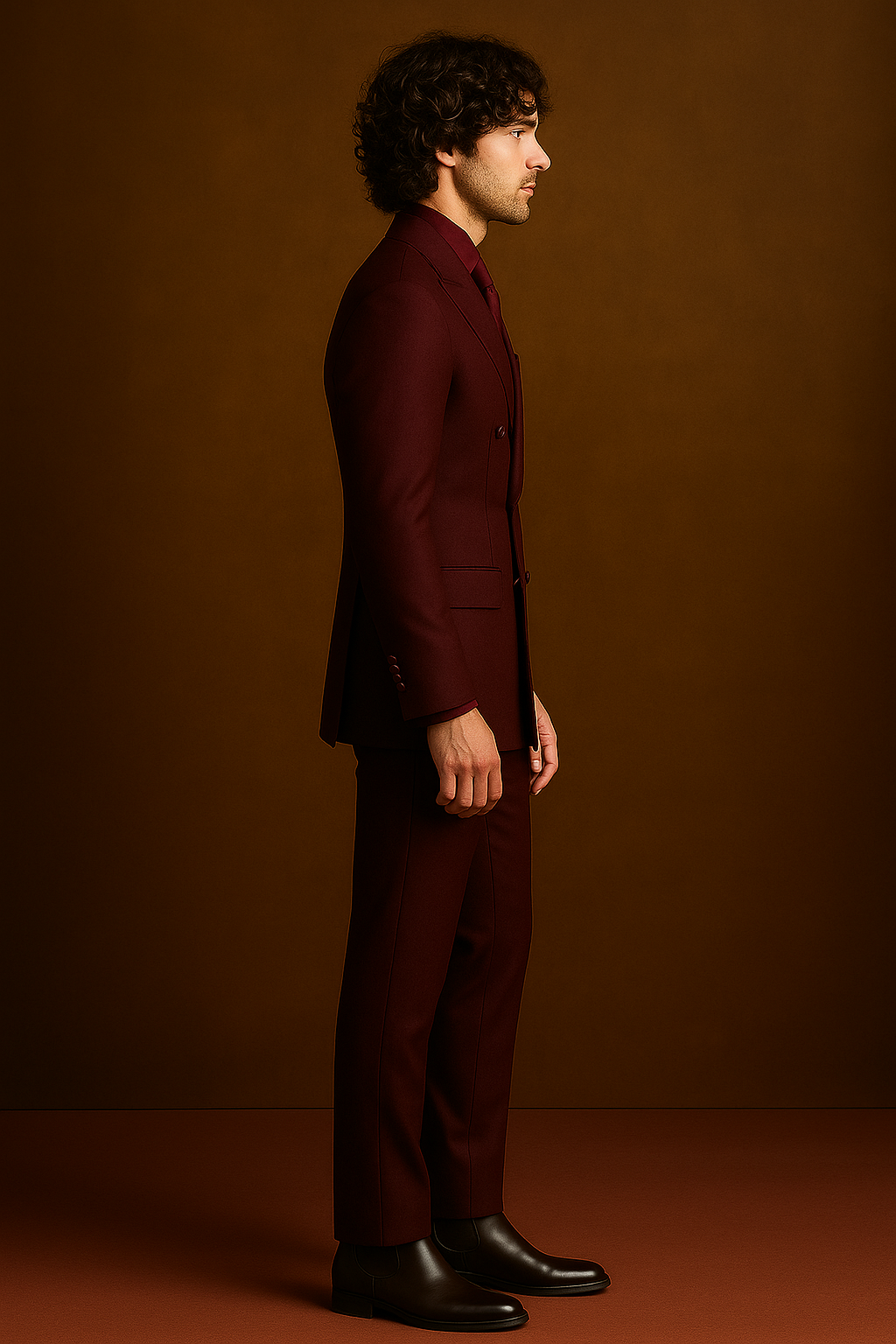 Wine Maroon Double-Breasted Suit for Men | P&H BY PRIYANSHU