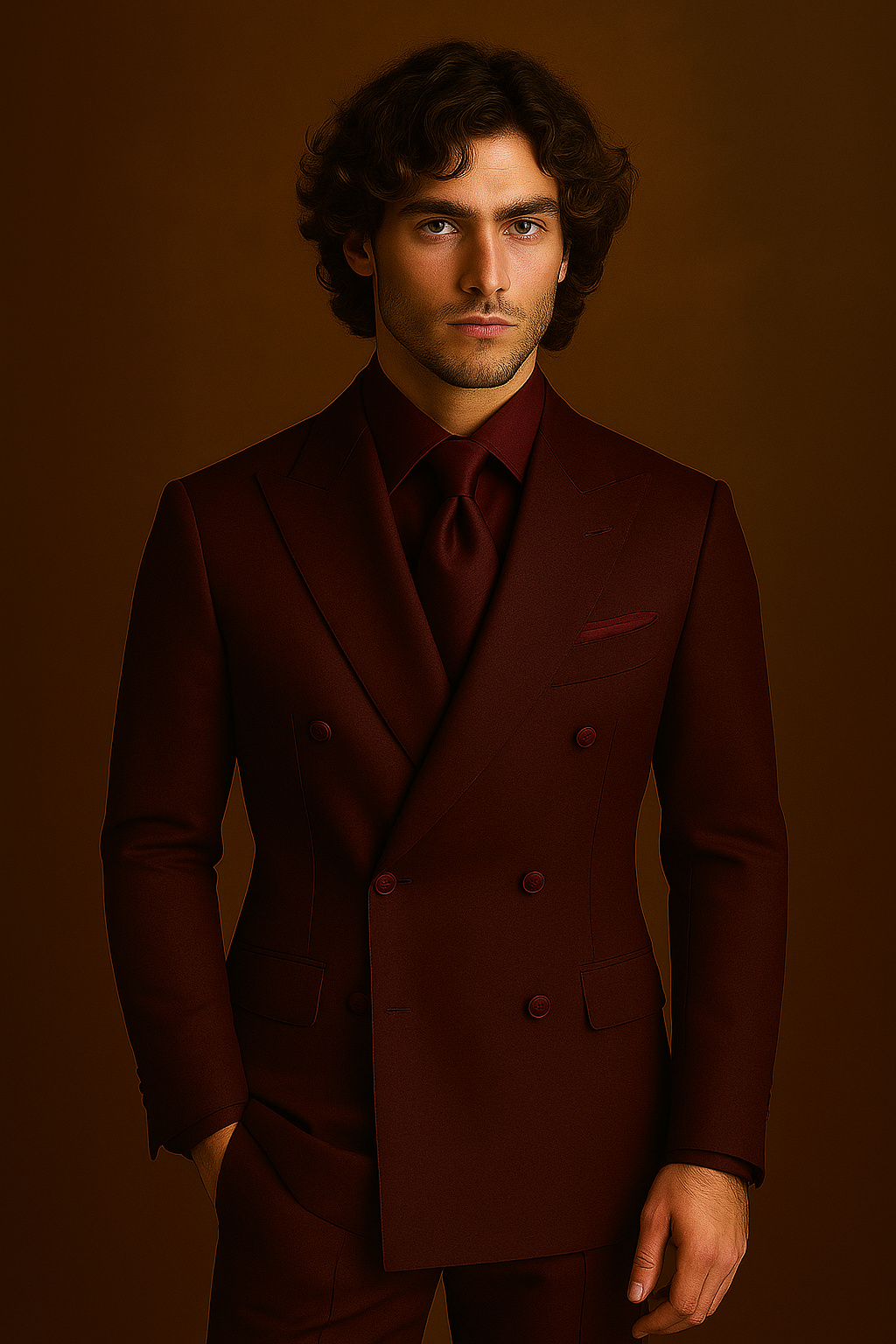 Wine Maroon Double-Breasted Suit for Men | P&H BY PRIYANSHU