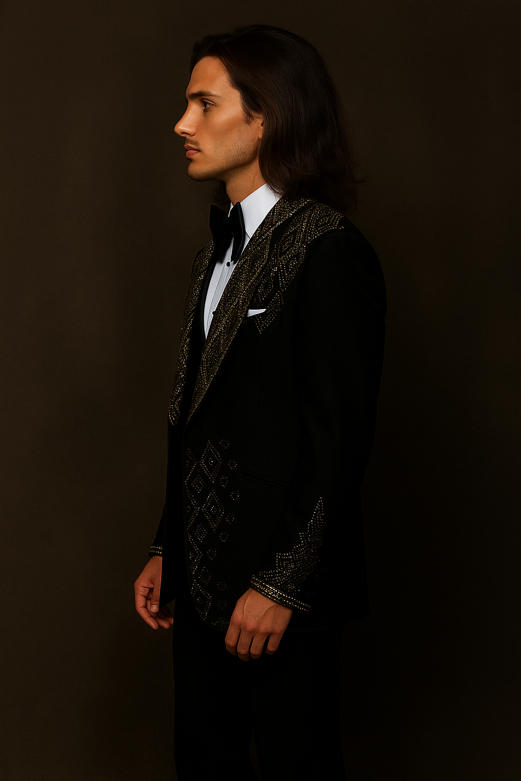 Black 3-Piece Tuxedo Suit with Hand Embroidery | P&H BY PRIYANSHU
