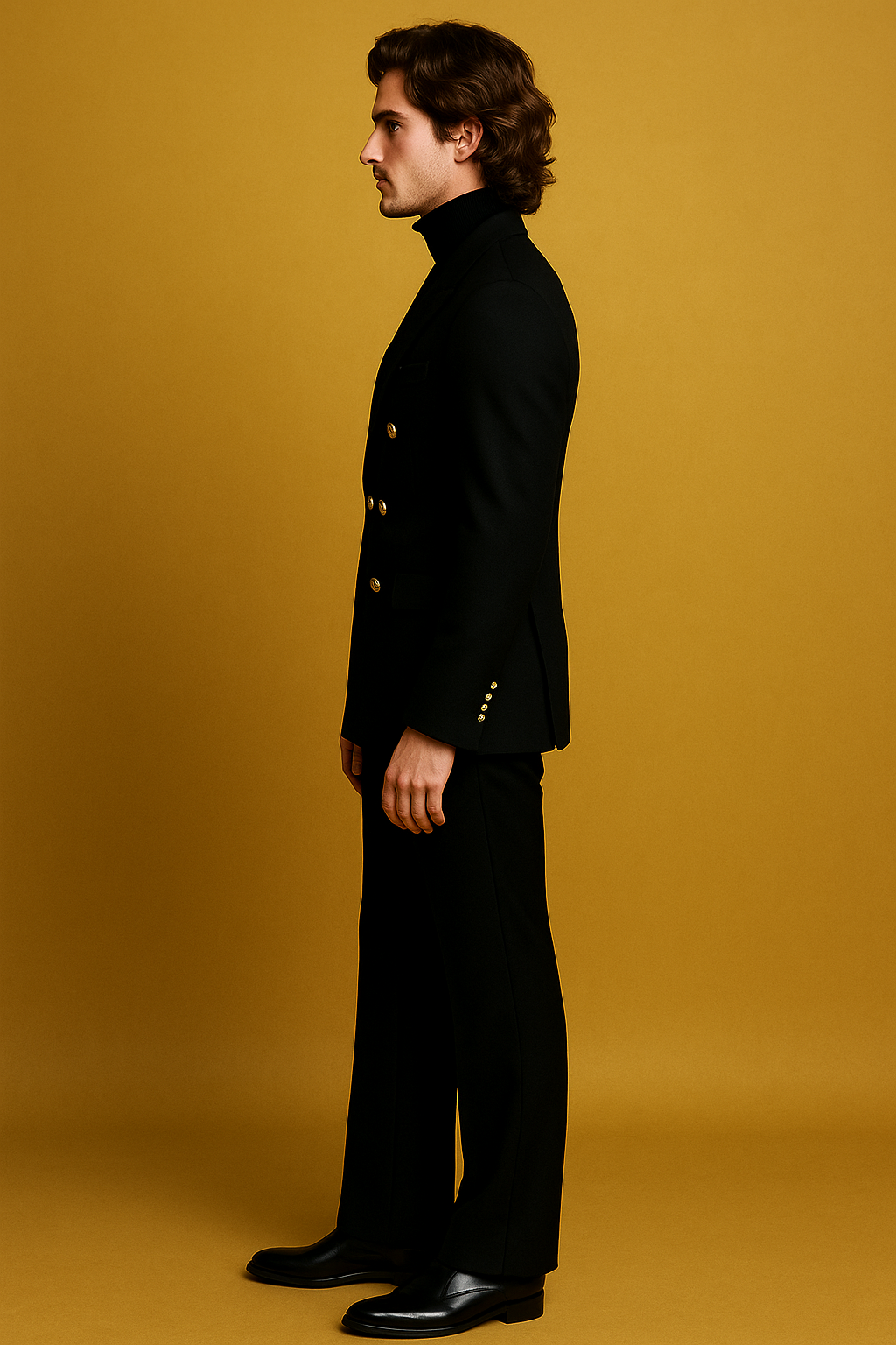 Black Royale – Double-Breasted Suit with Gold Buttons