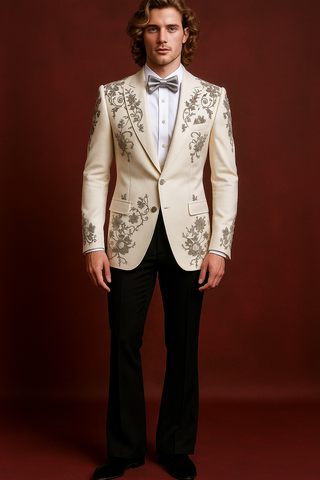 Luxury Cream Embroidered Blazer with Black Pant for Men | Designer Formal & Festive Wear by P&H by Priyanshu